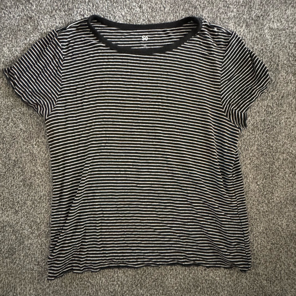 Black and White Striped Women's Top